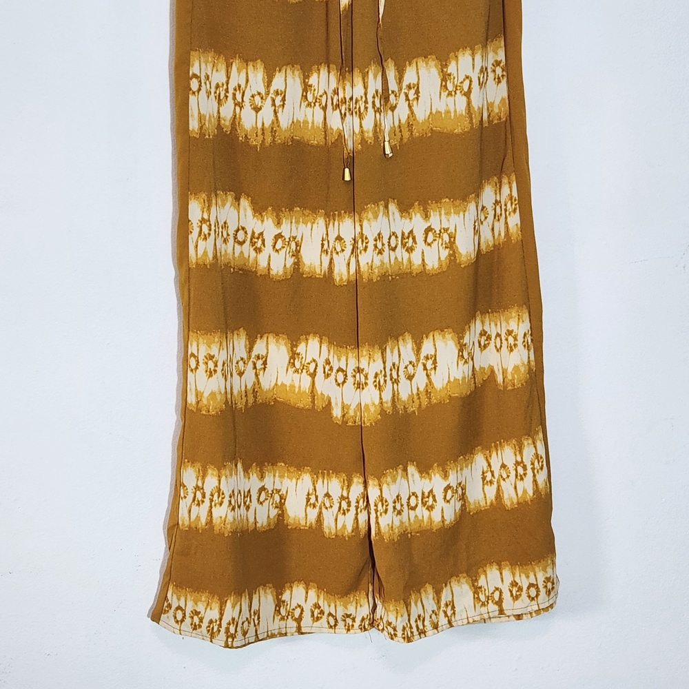 H&M Pull-on Mustard Gold Boho Wide Leg Pants Size 8 Casual Yellow Pants - Picture 3 of 7